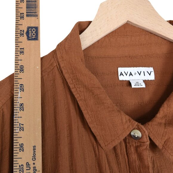 Ava & Viv Oversized Button Down Shirt 3X Utility Earthy Minimalist Burnt Clay - Picture 7 of 8